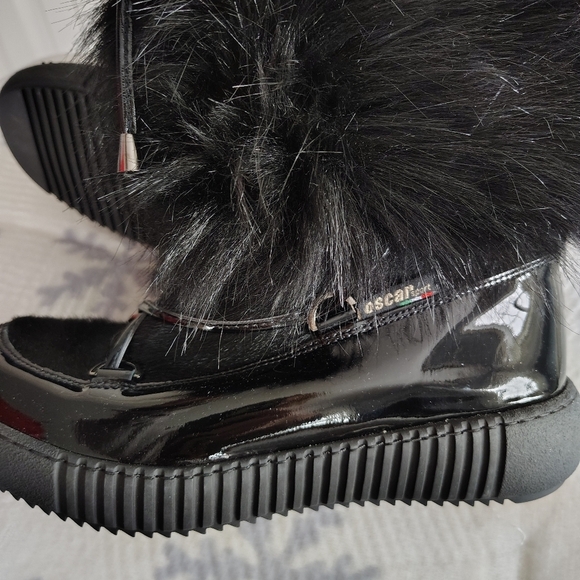 Oscar Sport Ski Ape Faux Fur Patent Leather Black Boots 9.5 - Picture 5 of 12